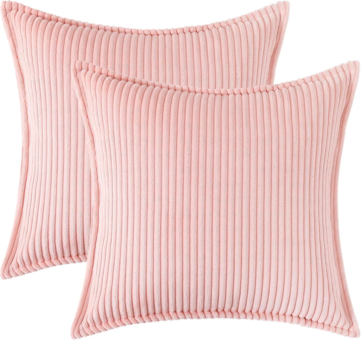 Corduroy Decorative Throw Pillow Covers 26x26 Set of 2 Pink