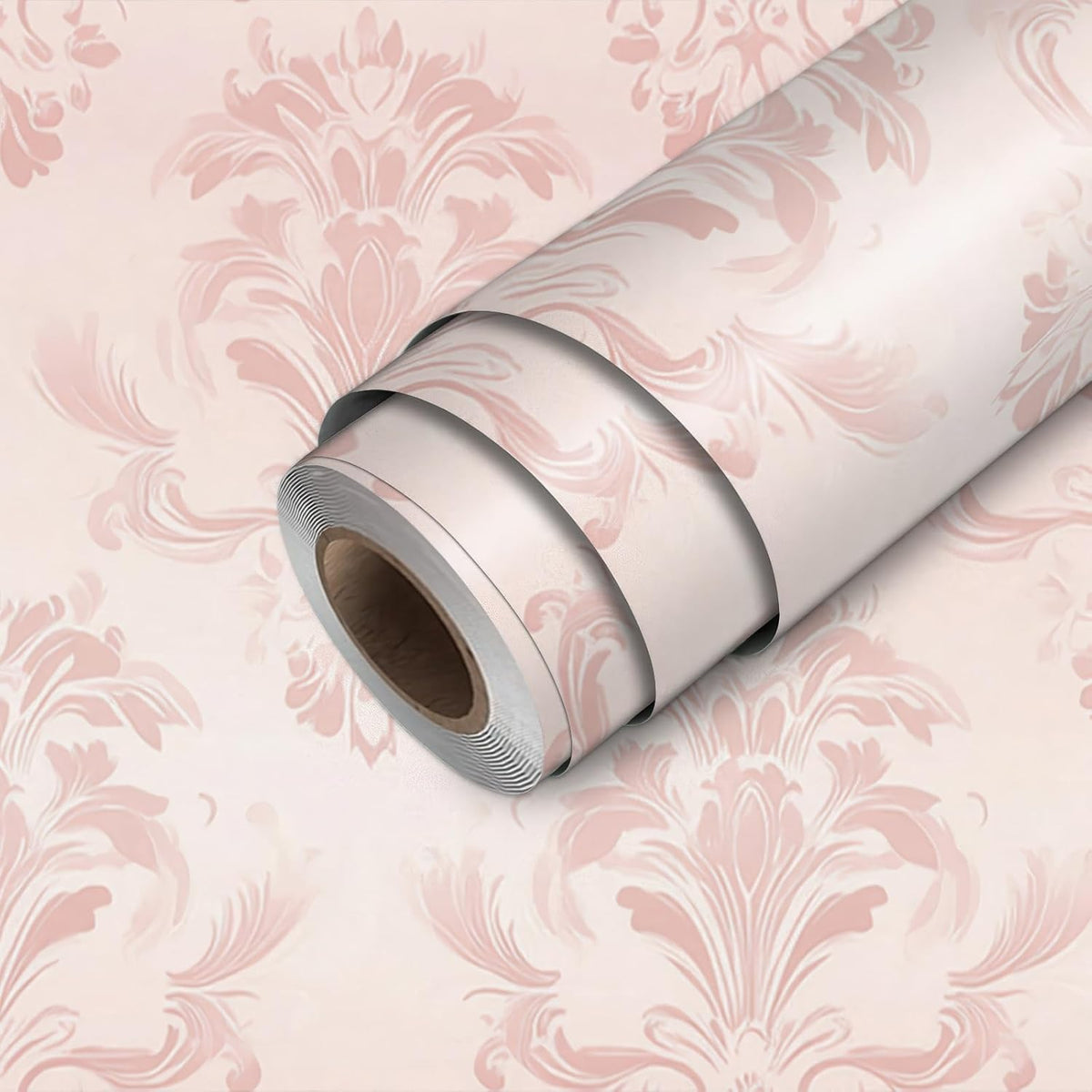 Pink Damask Peel and Stick Wallpaper 118.1x17.7 Inch Vinyl