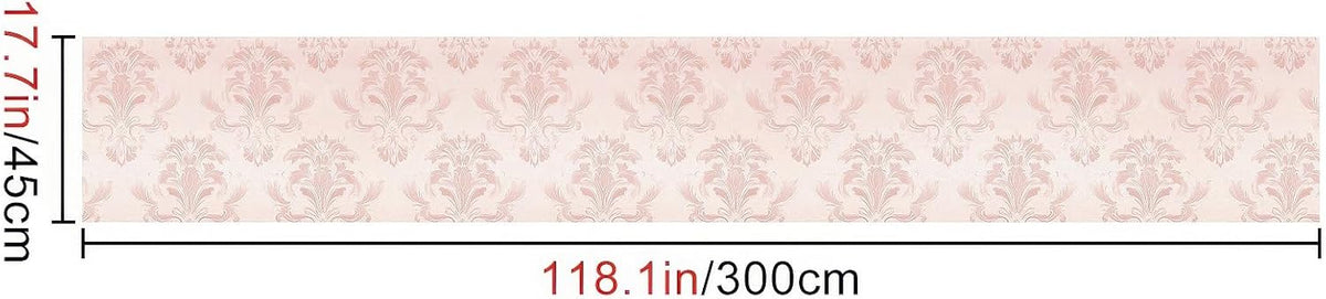 Pink Damask Peel and Stick Wallpaper 118.1x17.7 Inch Vinyl