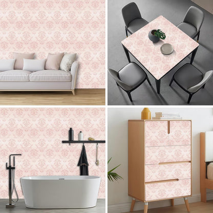 Pink Damask Peel and Stick Wallpaper 118.1x17.7 Inch Vinyl