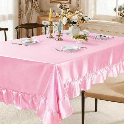 1 Pack Pink Ruffle Tablecloth 60" x 102"