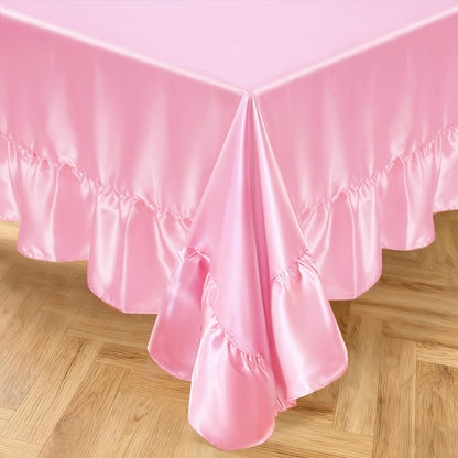 1 Pack Pink Ruffle Tablecloth 60" x 102"