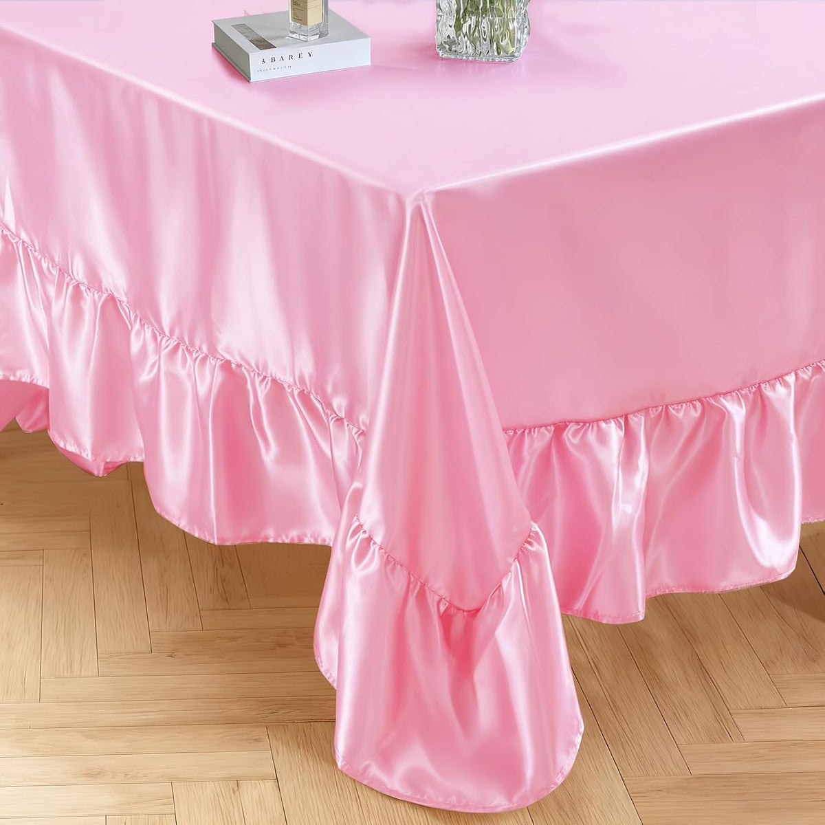 1 Pack Pink Ruffle Tablecloth 60" x 102"