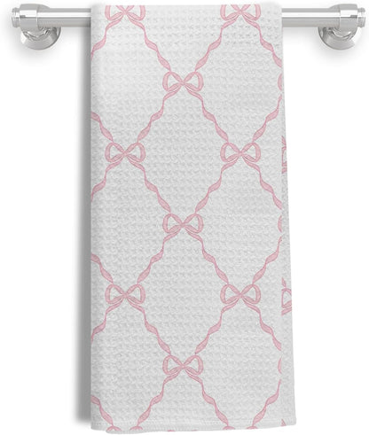 Light Pink Bow Coquette Kitchen & Bath Towels, 16x24 Inches