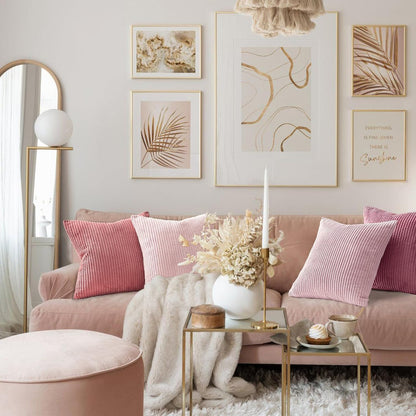Pink Throw Pillows Covers 18x18 Inch Set of 4,Farmhouse Corduroy Decorative Cushion Case,Valentine's Day Pillow Case for Bedroom Couch Sofa Living Room,Spring Home Decor