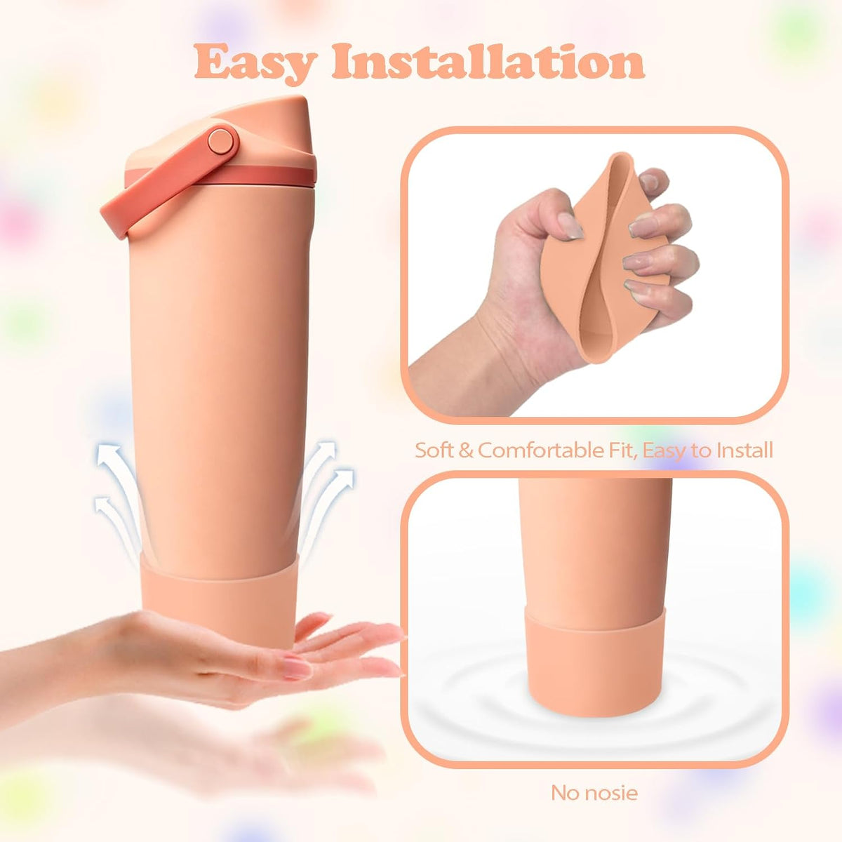 Silicone Boot for Owala 30oz & 40oz FreeSip Sway Bottles & Tumblers - Non-Slip, Scratch-Resistant, Stability Enhancer, Available in 12 Colors (Peach of Mind)