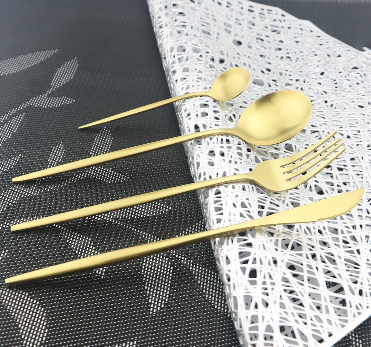 5/20/30/40/50/60 Piece Pink Gold Stainless Steel Flatware Set, Portuguese Matte Silverware Set, Tea Spoon(Pink Silver,1Set-5Pcs)