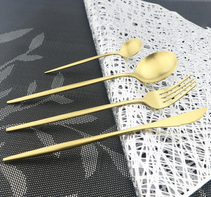 5/20/30/40/50/60 Piece Pink Gold Stainless Steel Flatware Set, Portuguese Matte Silverware Set, Tea Spoon(Pink Silver,1Set-5Pcs)