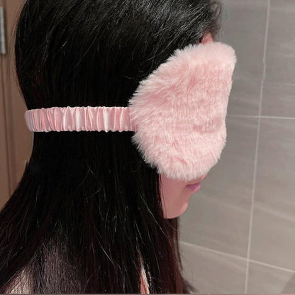 Plush Sleep Mask, 2PCS Adjustable Eye Mask for Sleeping, Sleeping Blindfold for Travel and Nap for Girls, Boys, Women, Men (Purple Pink)