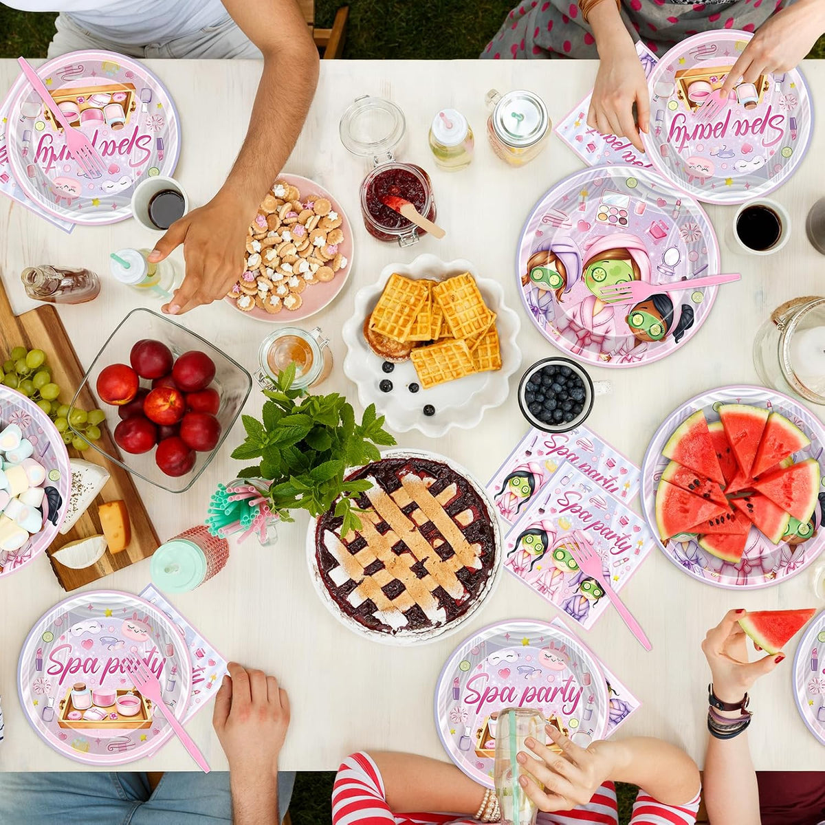 Spa Party Decorations Plates - 96 Pcs Makeup Paper Tableware