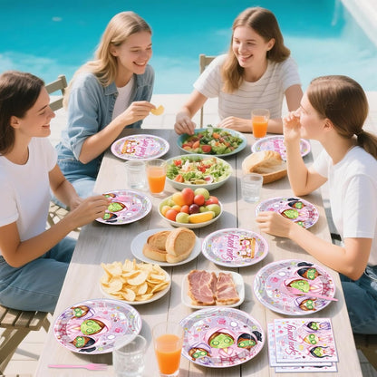 Spa Party Decorations Plates - 96 Pcs Makeup Paper Tableware