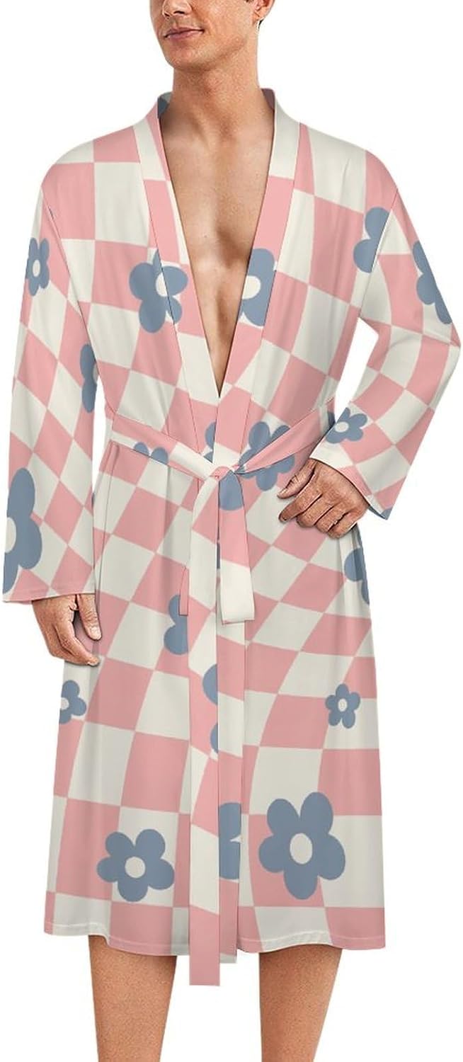 Pink Pineapple Polyester Four-Way Stretch Bathrobe，Adjustable Tie, Quick-Drying And Custom Pattern, Ideal