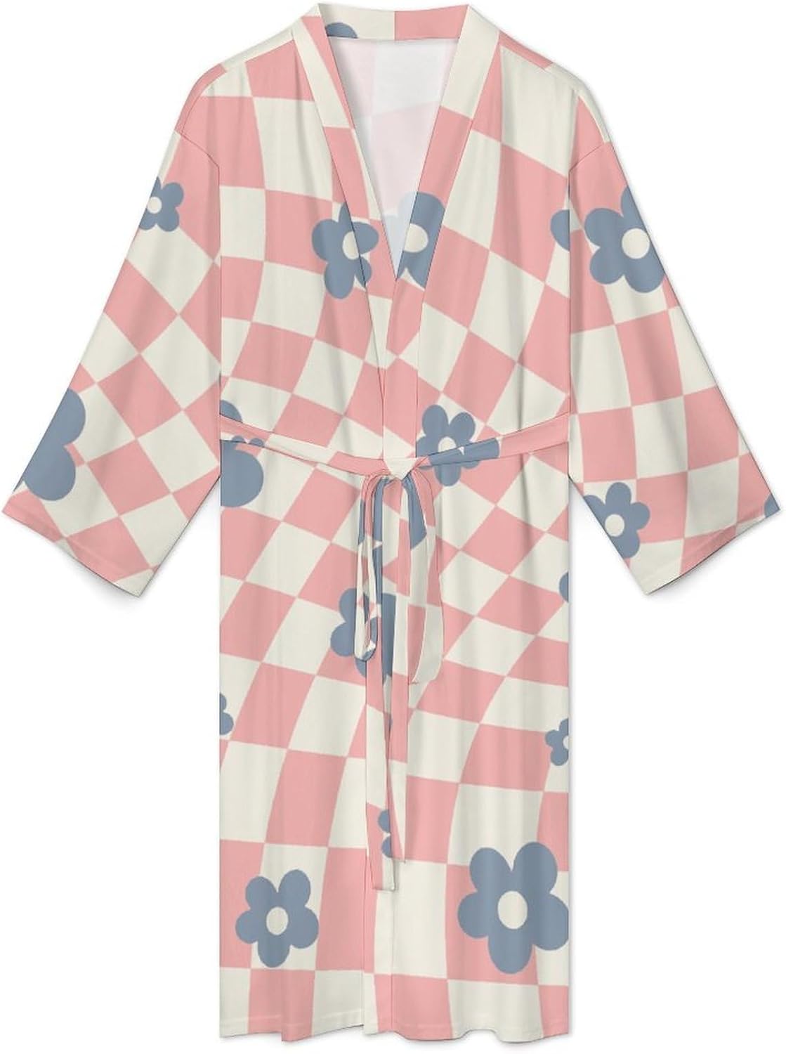 Pink Pineapple Polyester Four-Way Stretch Bathrobe，Adjustable Tie, Quick-Drying And Custom Pattern, Ideal