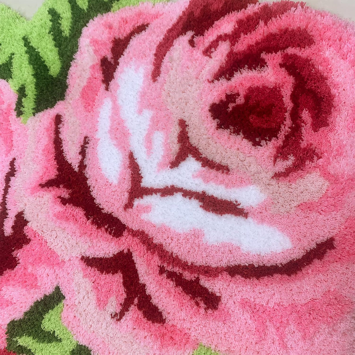 3 Rose Shaped Rug Pink Roses Area Rug Shaggy Bath Mat Anti-Slip Mat Personalized Custom Carpets Doormat Bathroom Rug Super Water Absorbent, Machine Washable