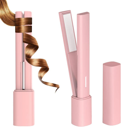 USB Mini Hair Straightener, 2 in 1 Travel Flat Iron for Short Hair