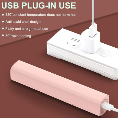USB Mini Hair Straightener, 2 in 1 Travel Flat Iron for Short Hair