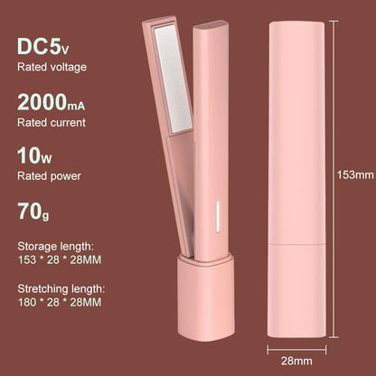 USB Mini Hair Straightener, 2 in 1 Travel Flat Iron for Short Hair