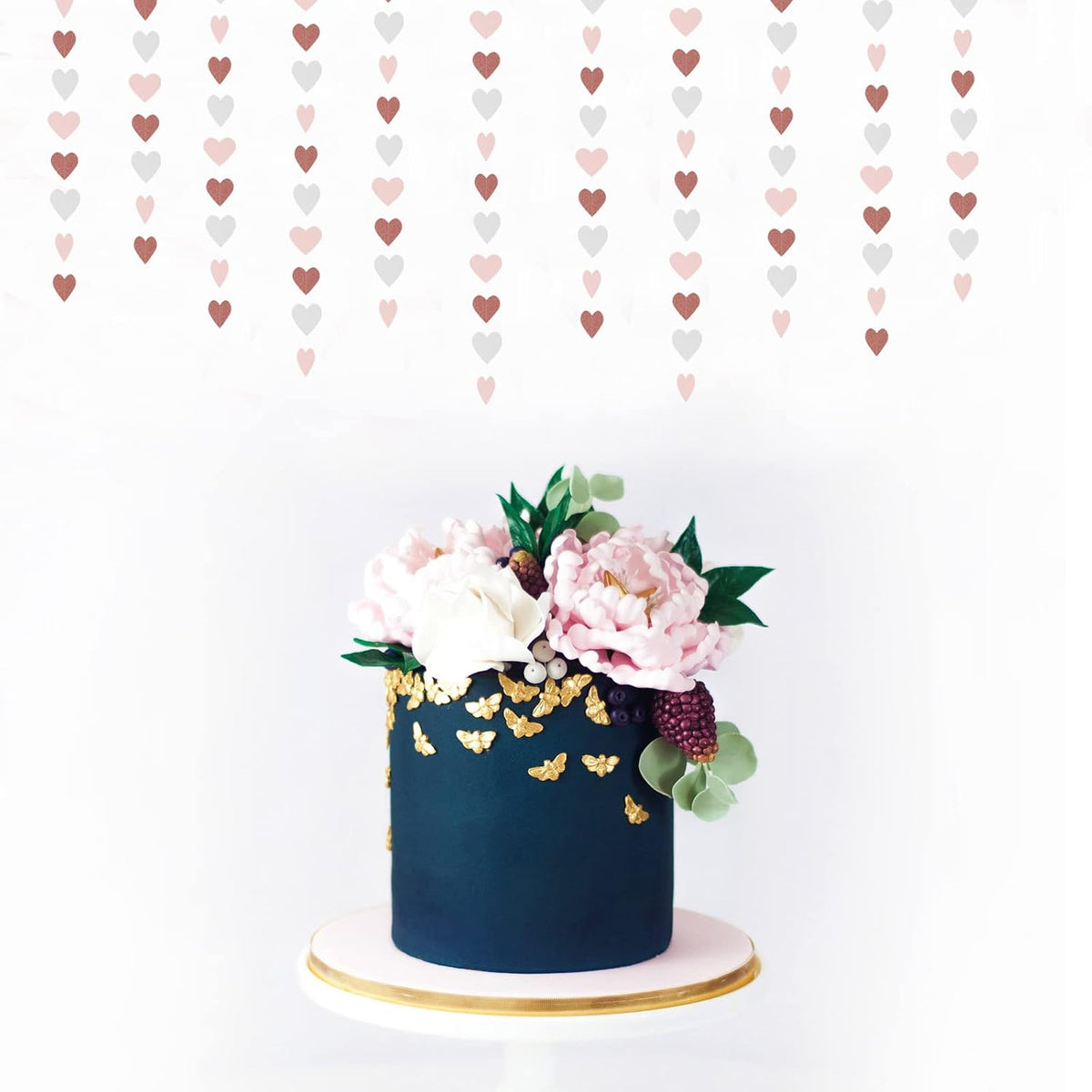 Rose-Gold Pink Party-Decorations Heart Garland Streamers - 52Ft Bachelorette Engagement Hanging Paper Banner,Valentines Day Bridal Shower Wedding Birthday Party Bunting