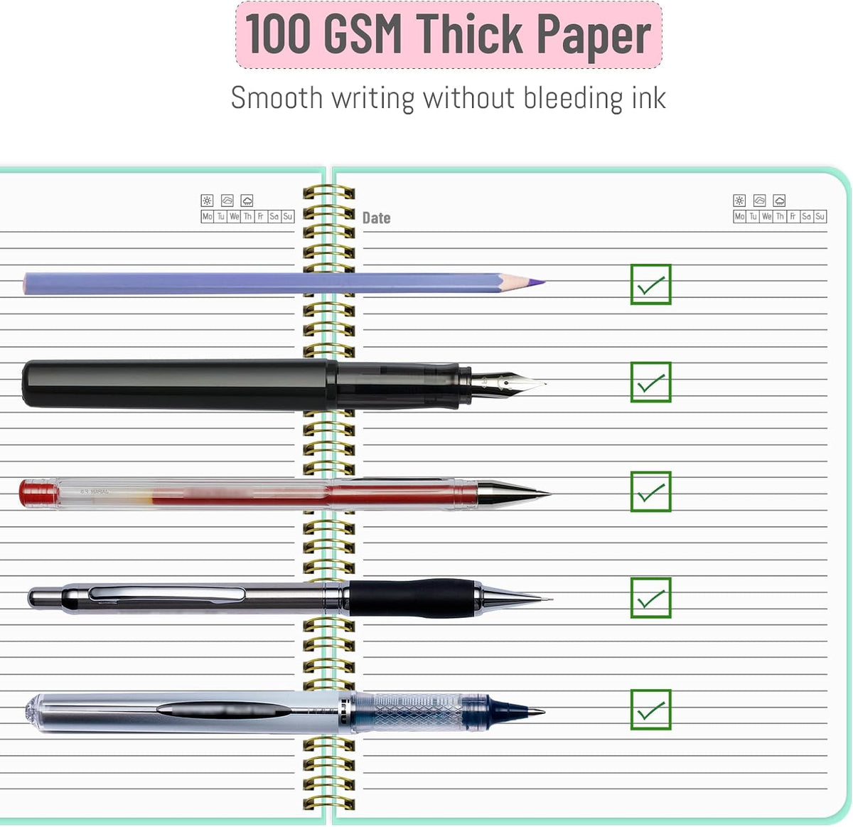 Hardcover Spiral A4 Lined Pink Notebook for Work 8.5" x 11"