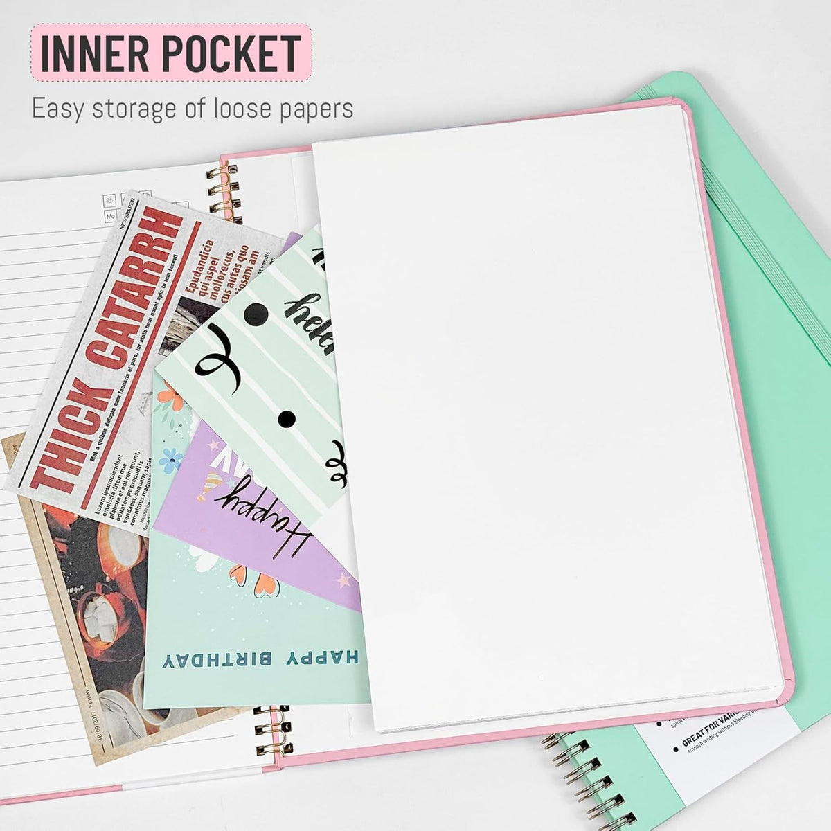 Hardcover Spiral A4 Lined Pink Notebook for Work 8.5" x 11"