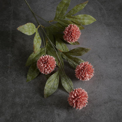 6 Pcs 27"Artificial Pompon Mum Silk Flower Stems for Vase (Dusty Pink)
