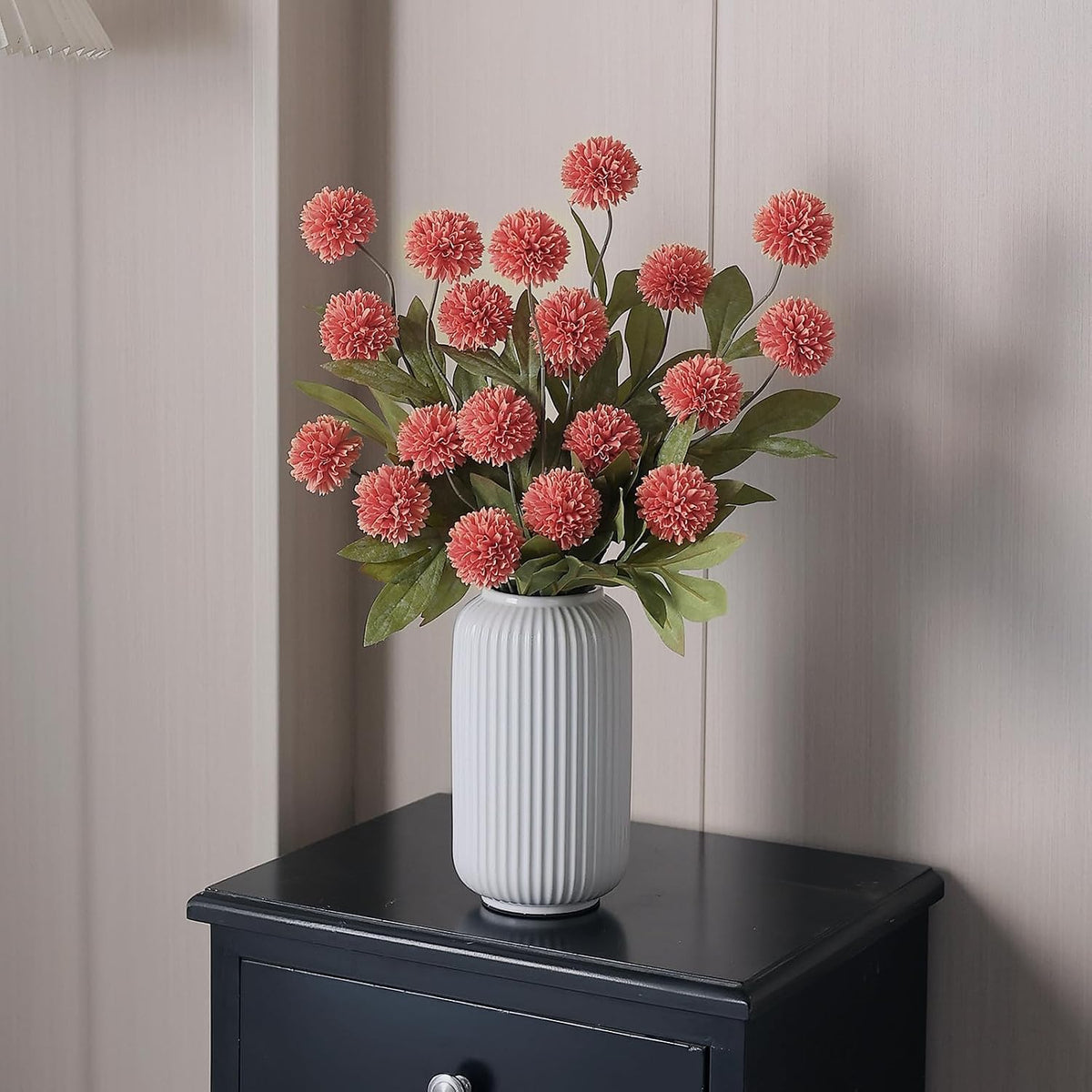 6 Pcs 27"Artificial Pompon Mum Silk Flower Stems for Vase (Dusty Pink)