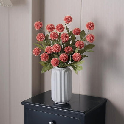 6 Pcs 27"Artificial Pompon Mum Silk Flower Stems for Vase (Dusty Pink)