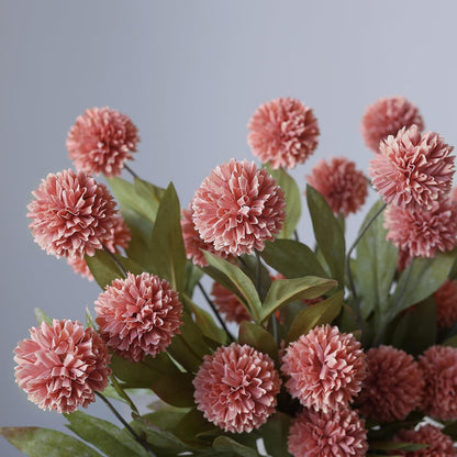 6 Pcs 27"Artificial Pompon Mum Silk Flower Stems for Vase (Dusty Pink)