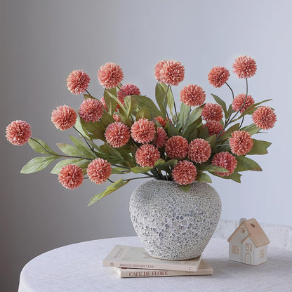 6 Pcs 27"Artificial Pompon Mum Silk Flower Stems for Vase (Dusty Pink)