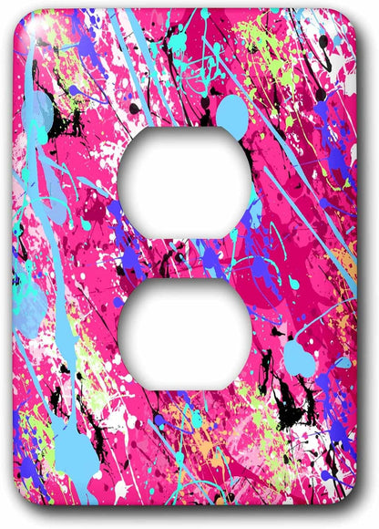 Pink Paint Splatter Design Designs Retro 2 plug outlet cover