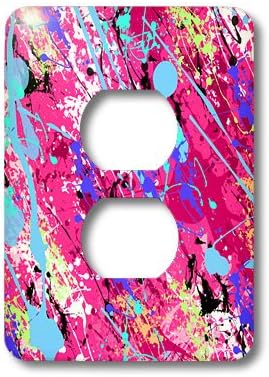 Pink Paint Splatter Design Designs Retro 2 plug outlet cover
