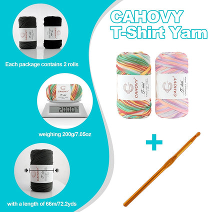2 Pack T-Shirt Yarn Crochet Yarn for Beginner Crochet Bags/Basket/Coaster,400g/110yds High Elastic Polyester Thick Tshirt Pink&Purple
