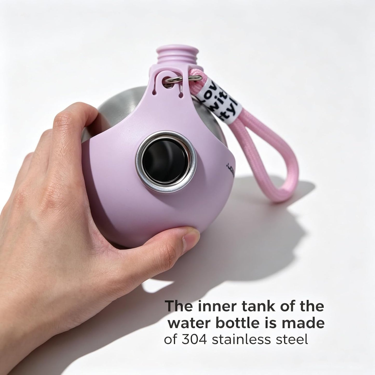 Dog Water Bottle for Walking Pet Water Bottle with Foldable Silicone Drinking Bowl 304 Stainless Steel Portable Dog Water Dispenser for Small Medium Dogs Cats Hiking Travel (Pink)