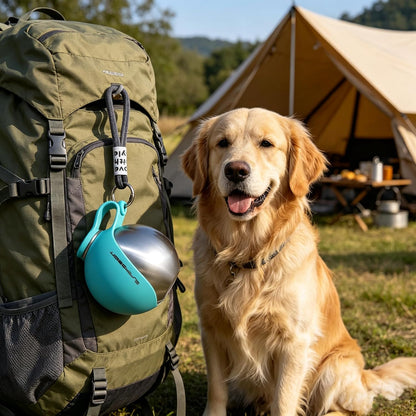 Dog Water Bottle for Walking Pet Water Bottle with Foldable Silicone Drinking Bowl 304 Stainless Steel Portable Dog Water Dispenser for Small Medium Dogs Cats Hiking Travel (Pink)