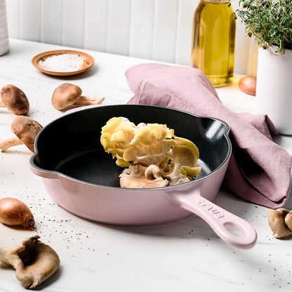 Cast Iron 8.5-inch Traditional Deep Skillet - Peony Pink