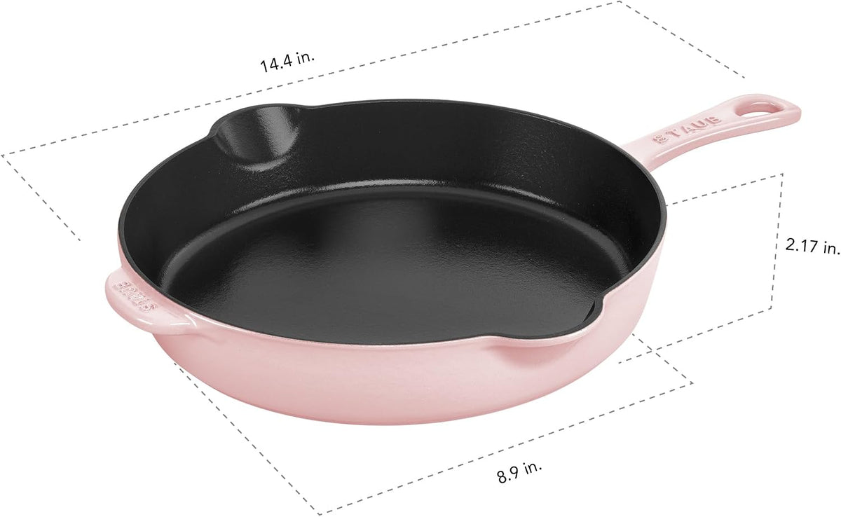 Cast Iron 8.5-inch Traditional Deep Skillet - Peony Pink