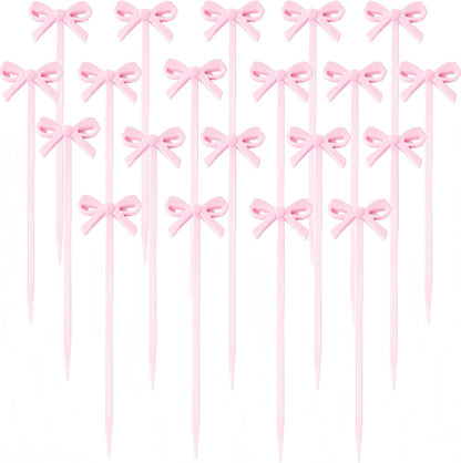 Pink Bow Cocktail Picks, 30pcs