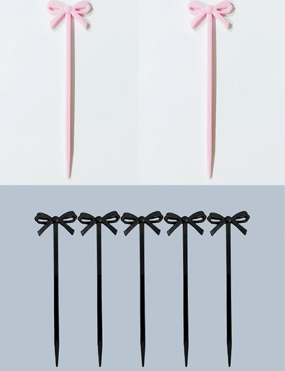 Pink Bow Cocktail Picks, 30pcs