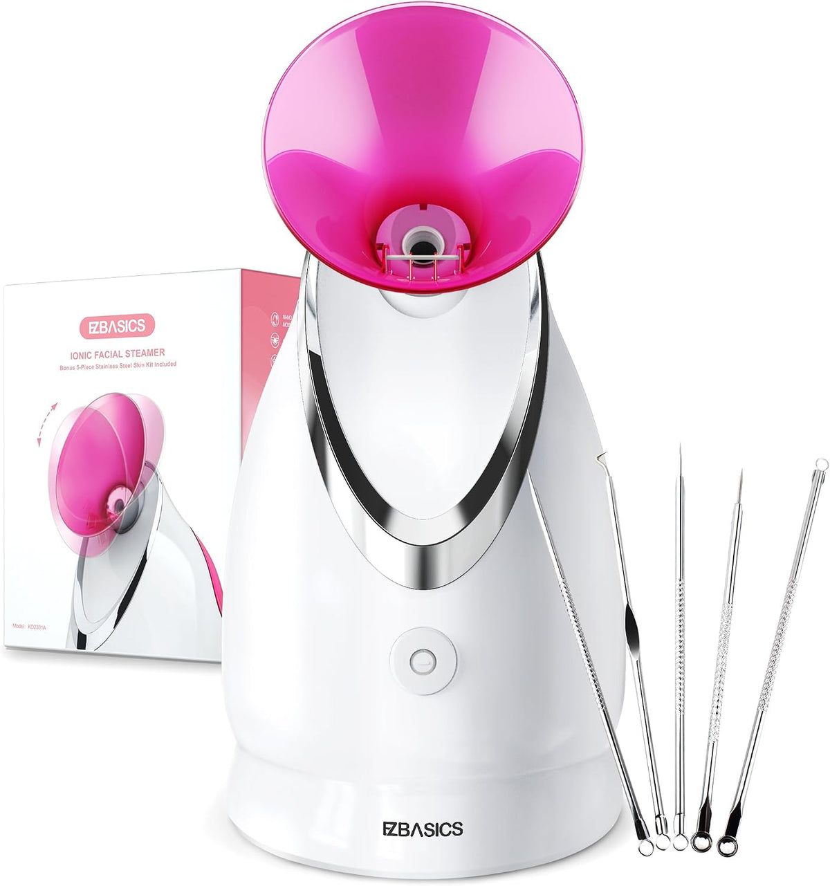 Facial Steamer, Nano Ionic Warm Mist for Facial Deep Cleaning Pink