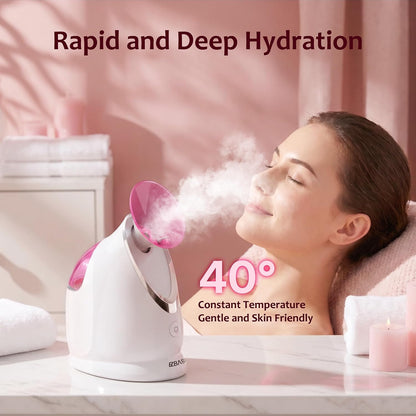 Facial Steamer, Nano Ionic Warm Mist for Facial Deep Cleaning Pink