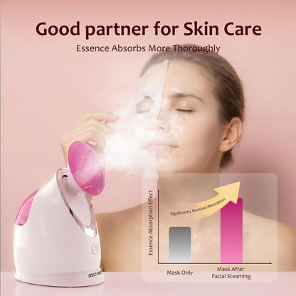 Facial Steamer, Nano Ionic Warm Mist for Facial Deep Cleaning Pink