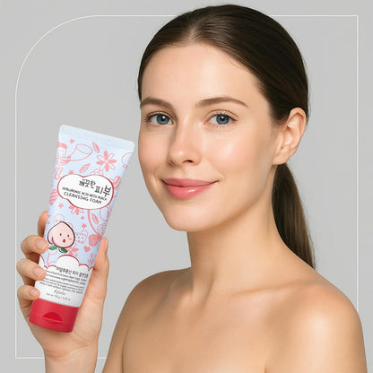Hyaluronic Acid with Peach Cleansing Foam Face Wash – Moisturizing Facial Cleanser – Gently Removes Dirt, Oil & Impurities – Soft Creamy Foam with Hydrating Formula (5.29oz -150g)