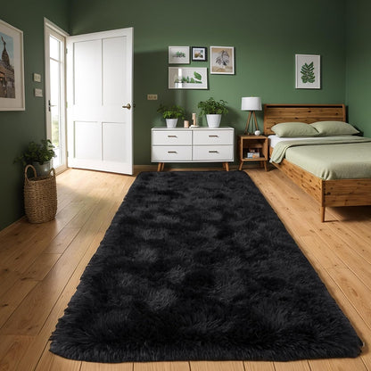 Black 2x6 Hallway Runner Rug for Bedroom, Soft Fluffy Entryway Bedside Rugs