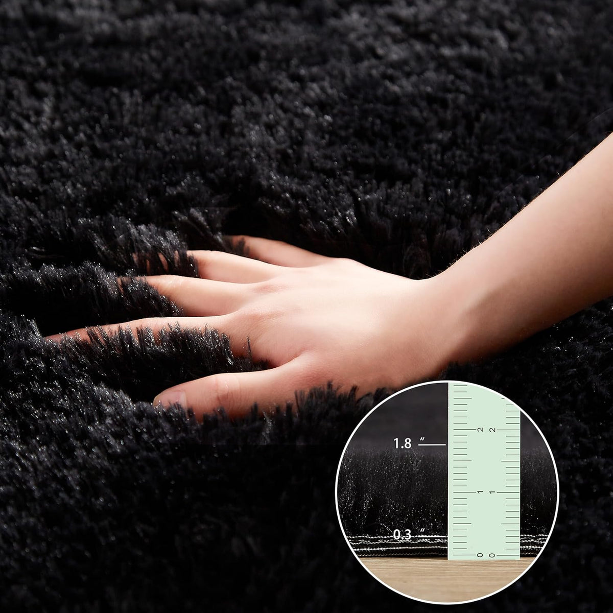 Black 2x6 Hallway Runner Rug for Bedroom, Soft Fluffy Entryway Bedside Rugs