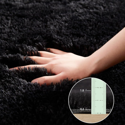 Black 2x6 Hallway Runner Rug for Bedroom, Soft Fluffy Entryway Bedside Rugs