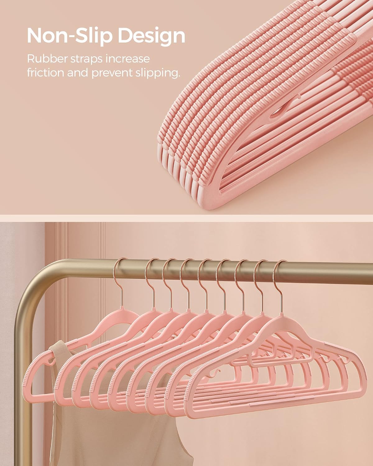 SONGMICS Pack of 50 Coat Hangers, Space-Saving Plastic Clothes Hangers