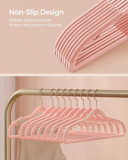 SONGMICS Pack of 50 Coat Hangers, Space-Saving Plastic Clothes Hangers
