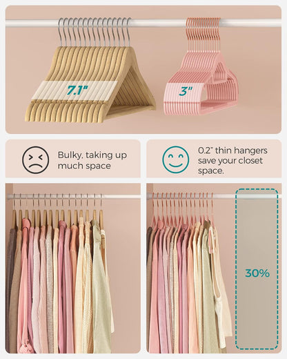 SONGMICS Pack of 50 Coat Hangers, Space-Saving Plastic Clothes Hangers