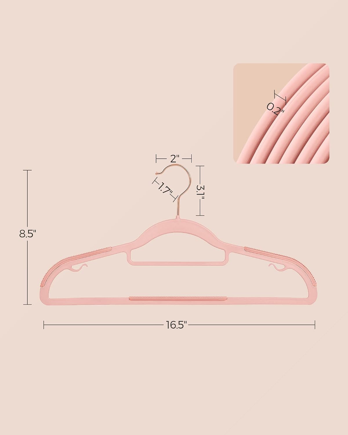 SONGMICS Pack of 50 Coat Hangers, Space-Saving Plastic Clothes Hangers