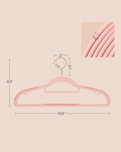 SONGMICS Pack of 50 Coat Hangers, Space-Saving Plastic Clothes Hangers